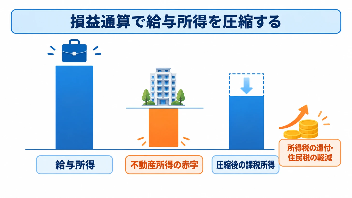 損益通算による給与所得の圧縮イメージ